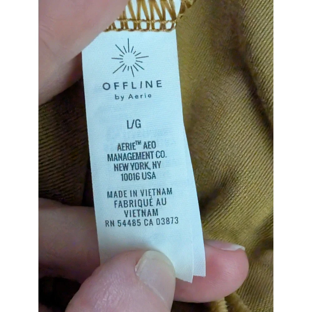 Offline by Aerie Womens Velour Full Zip Hoodie Mustard Gold 9SDWMF5K Size Large - Picture 4 of 8